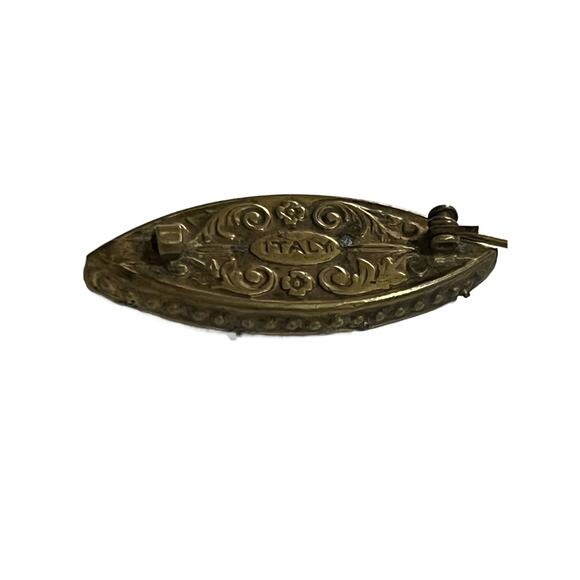 VTG Micro Mosaic Pin Brooch Back Italian Multi-Floral Oblong Point Pin - Picture 3 of 4